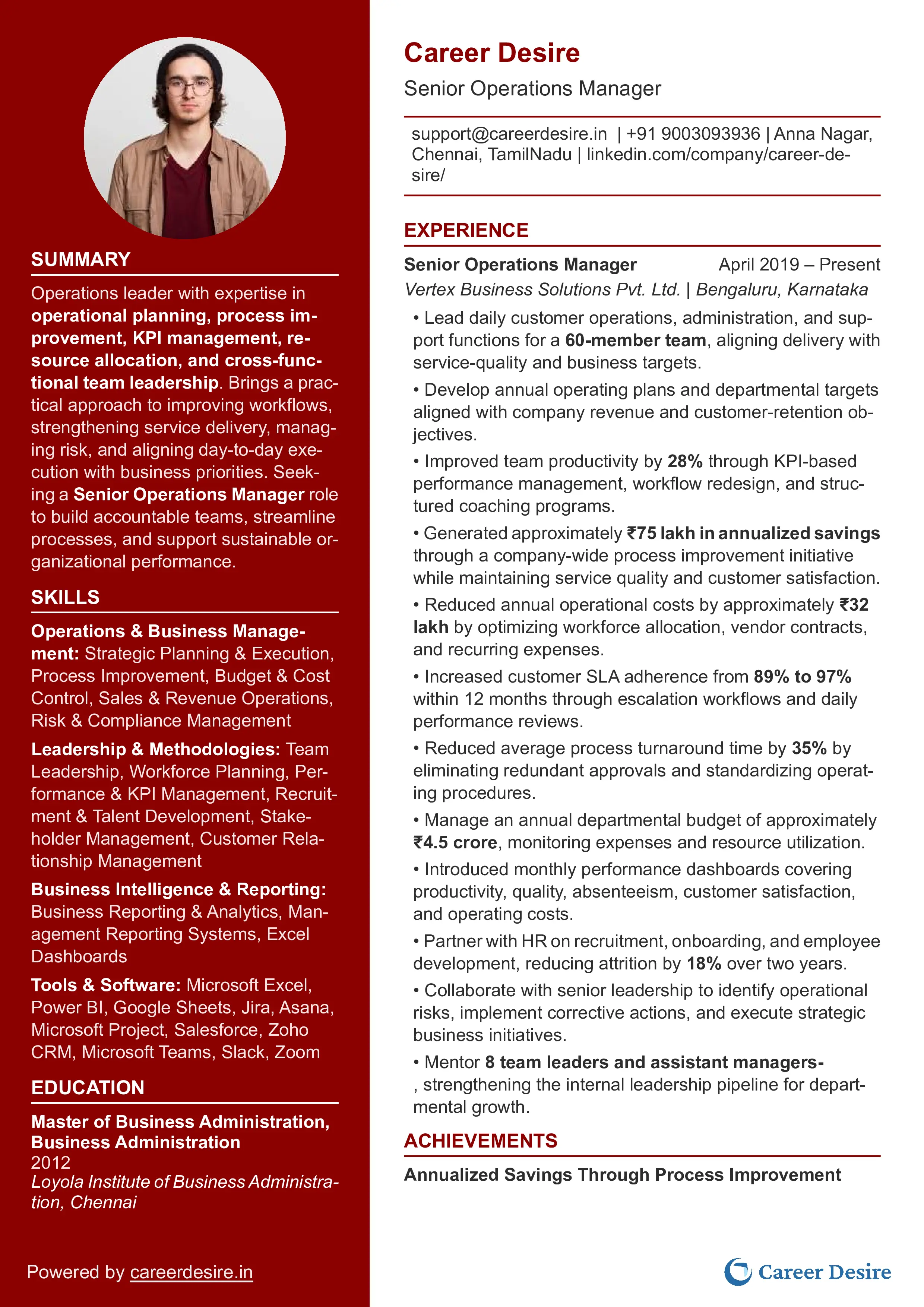 Career Desire professional resume template preview